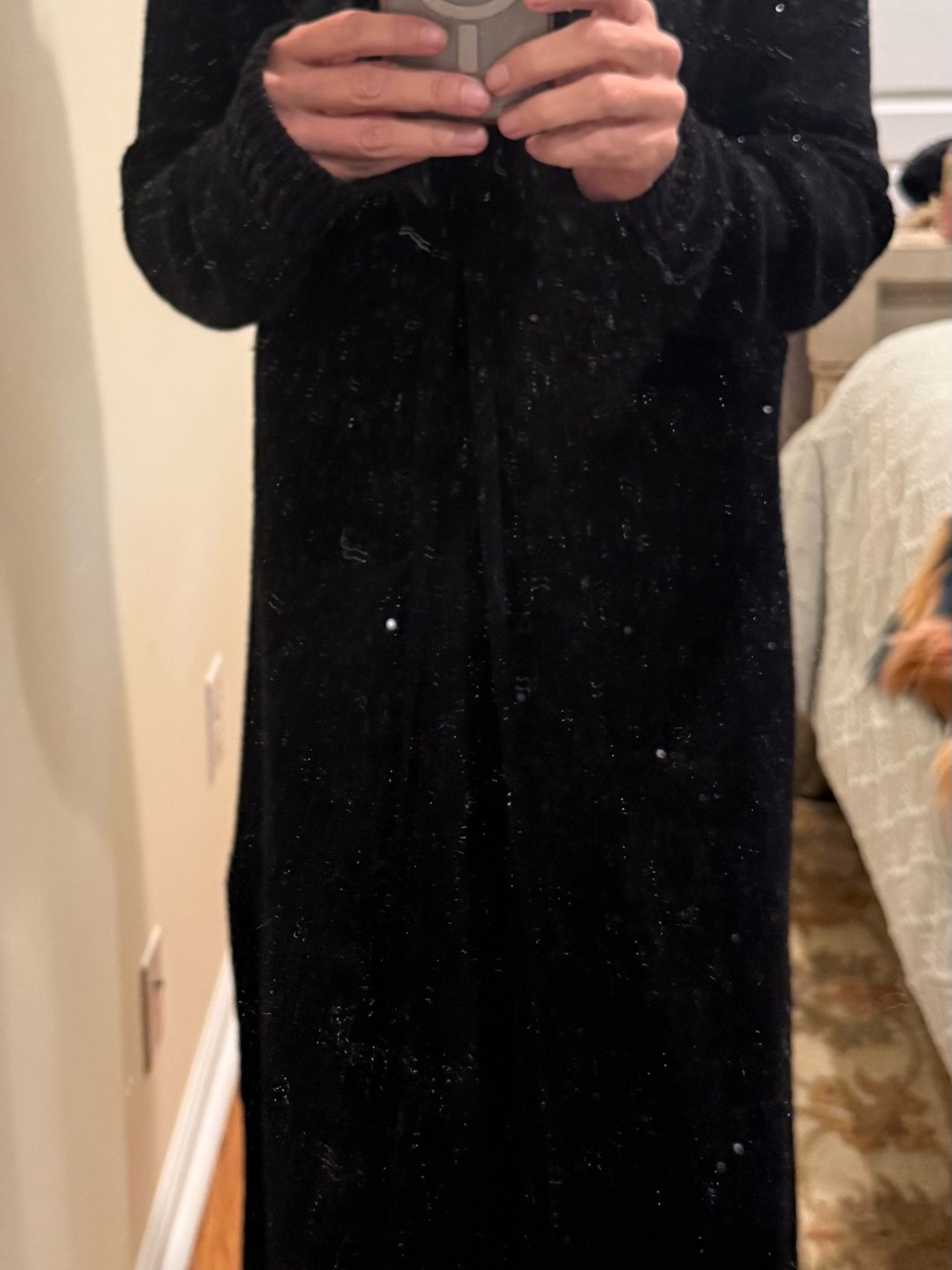 White House Black Market Long Black Open-Front Cardigan